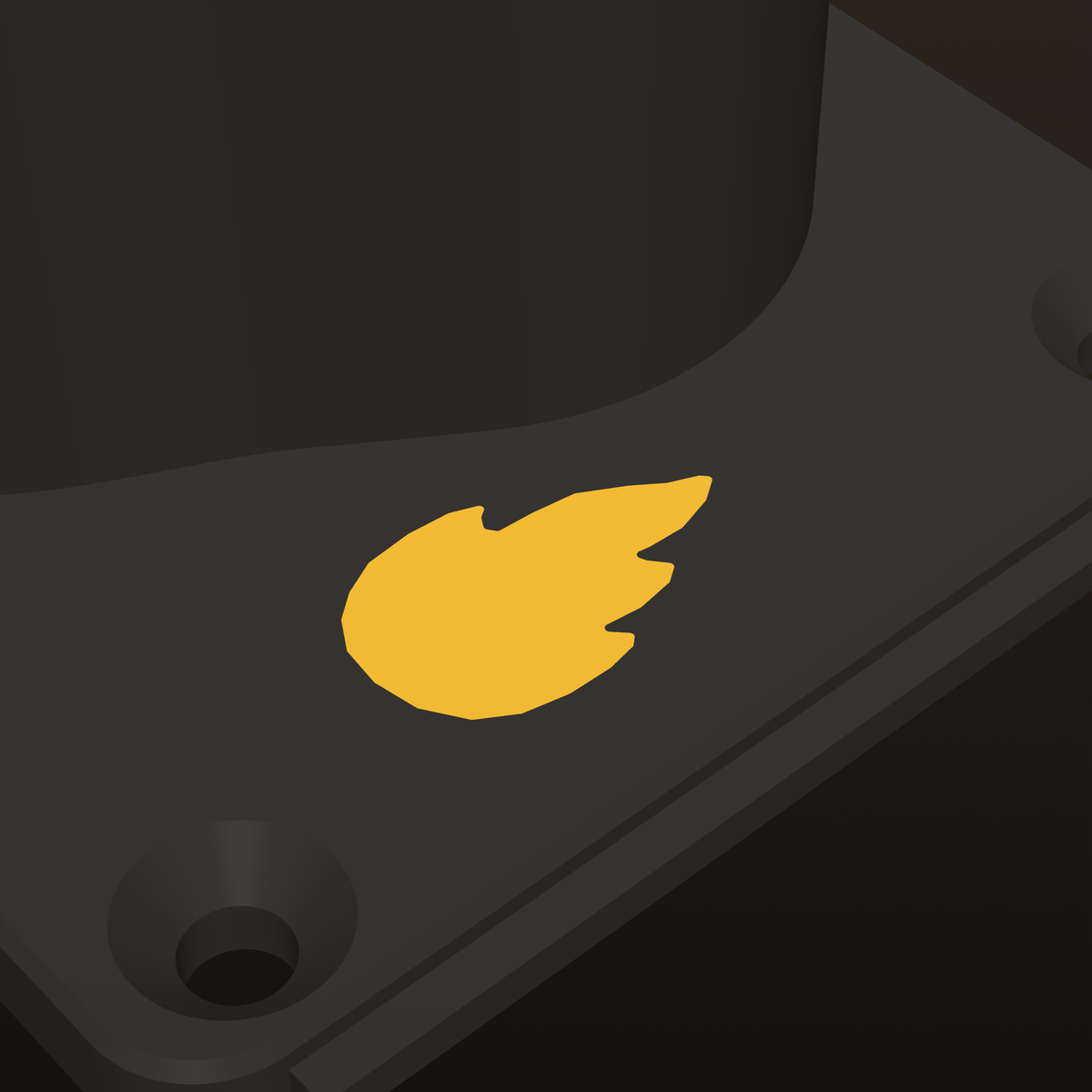 Close-up of the Molten Gold Ember & Layer flame inlay on the M12 Battery Holster flange
