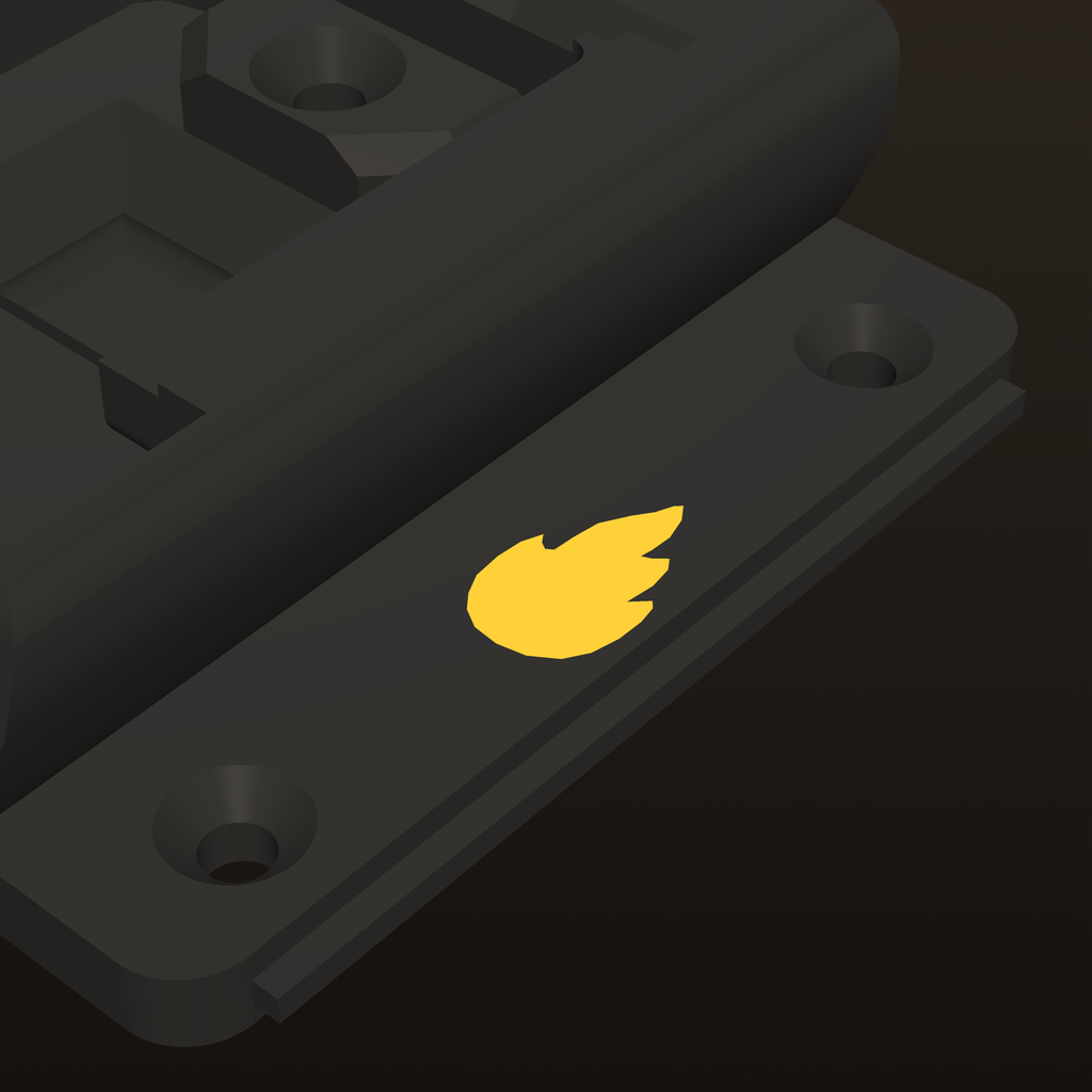 Close-up of the Molten Gold Ember & Layer flame inlay on the PowerDock flange
